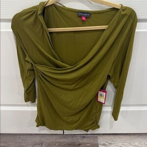 Vince Camuto Draped Olive Blouse